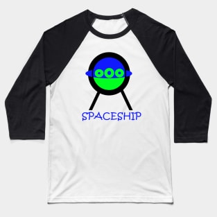 Green Blue And Black UFO Spaceship Baseball T-Shirt